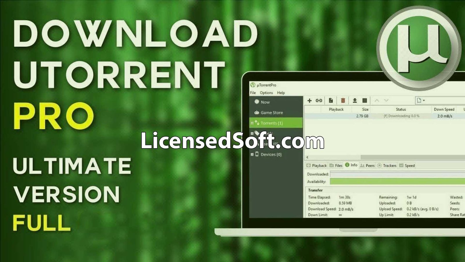 uTorrent Pro 3.5.5 2023 Full Version Cover Image By LicensedSoft