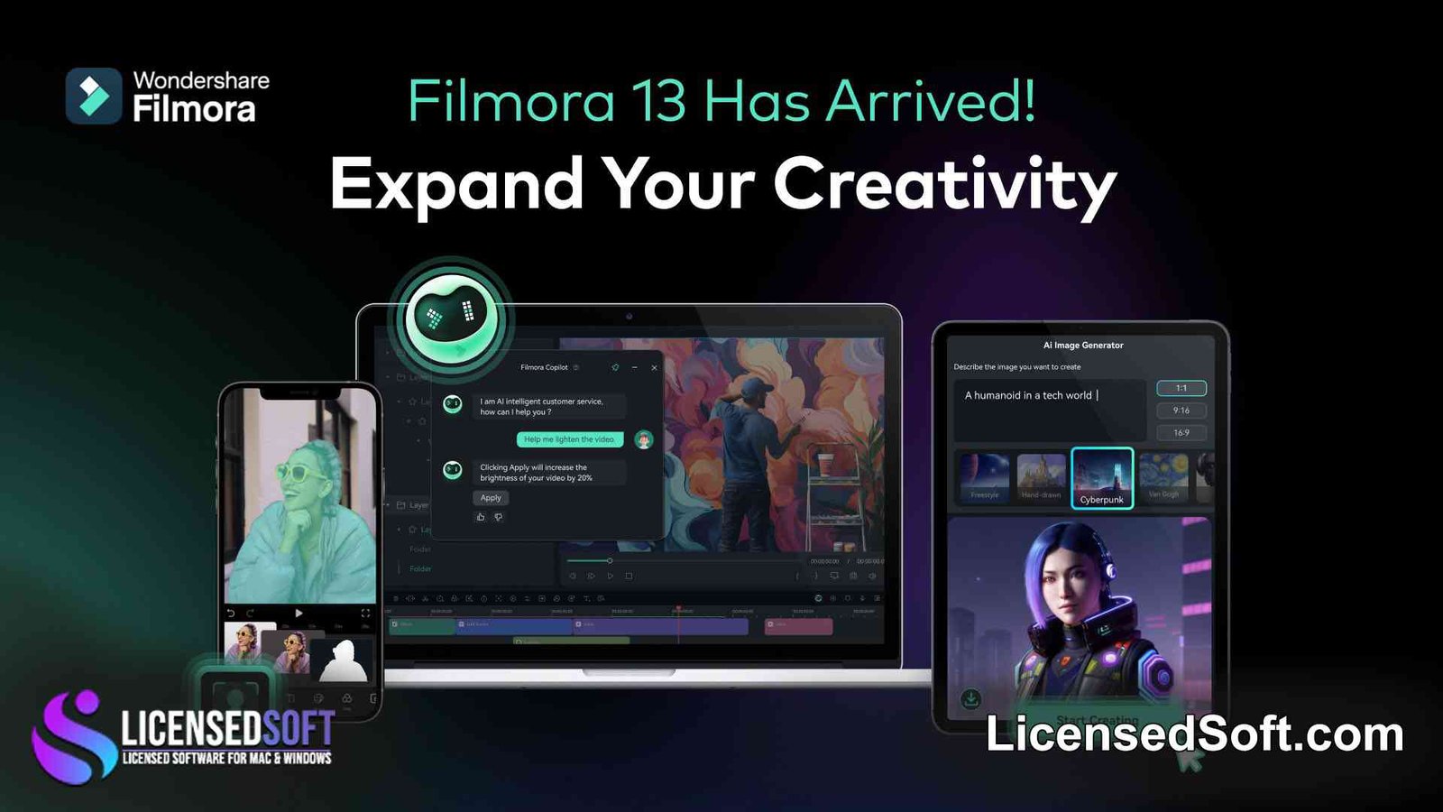 Wondershare Filmora 13 Premium Perpetual License Key By LicensedSoft