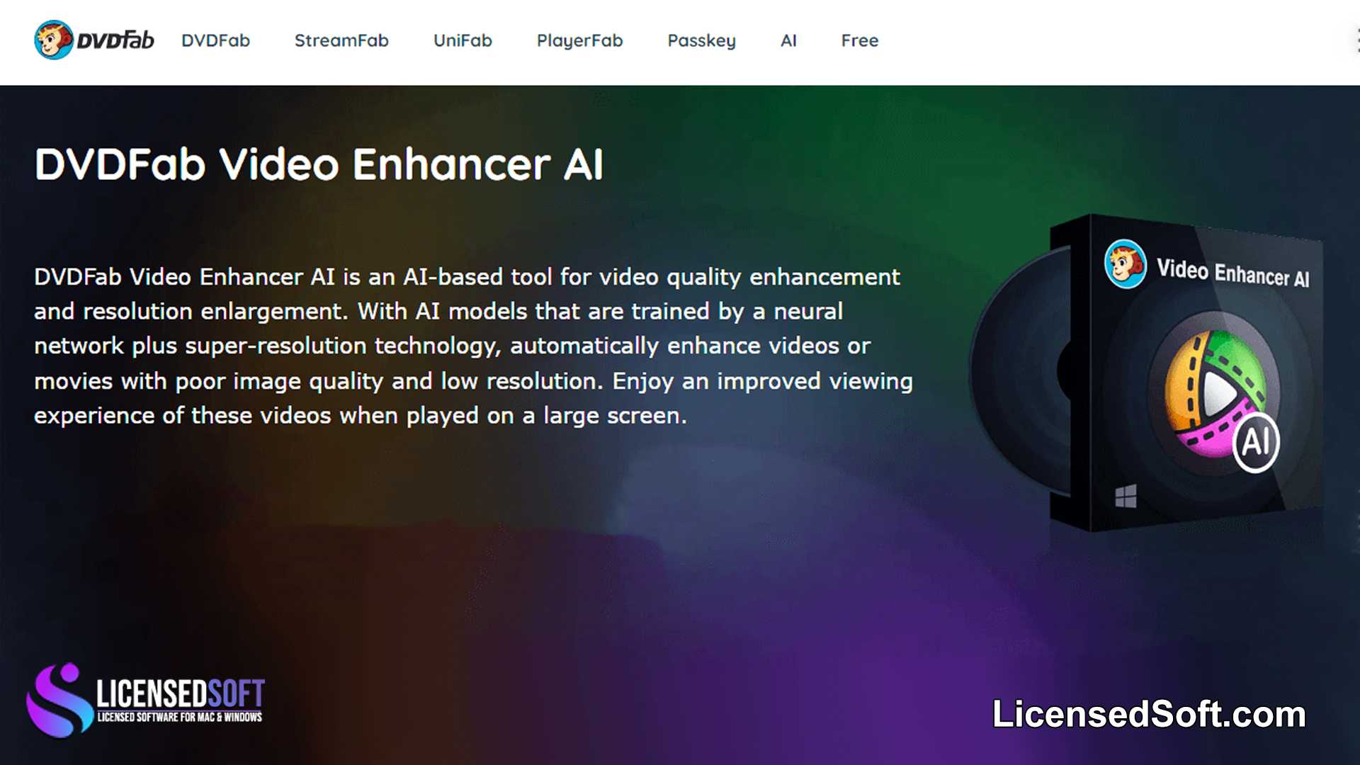 DVDFab Video Enhancer AI Premium Lifetime By LicensedSoft