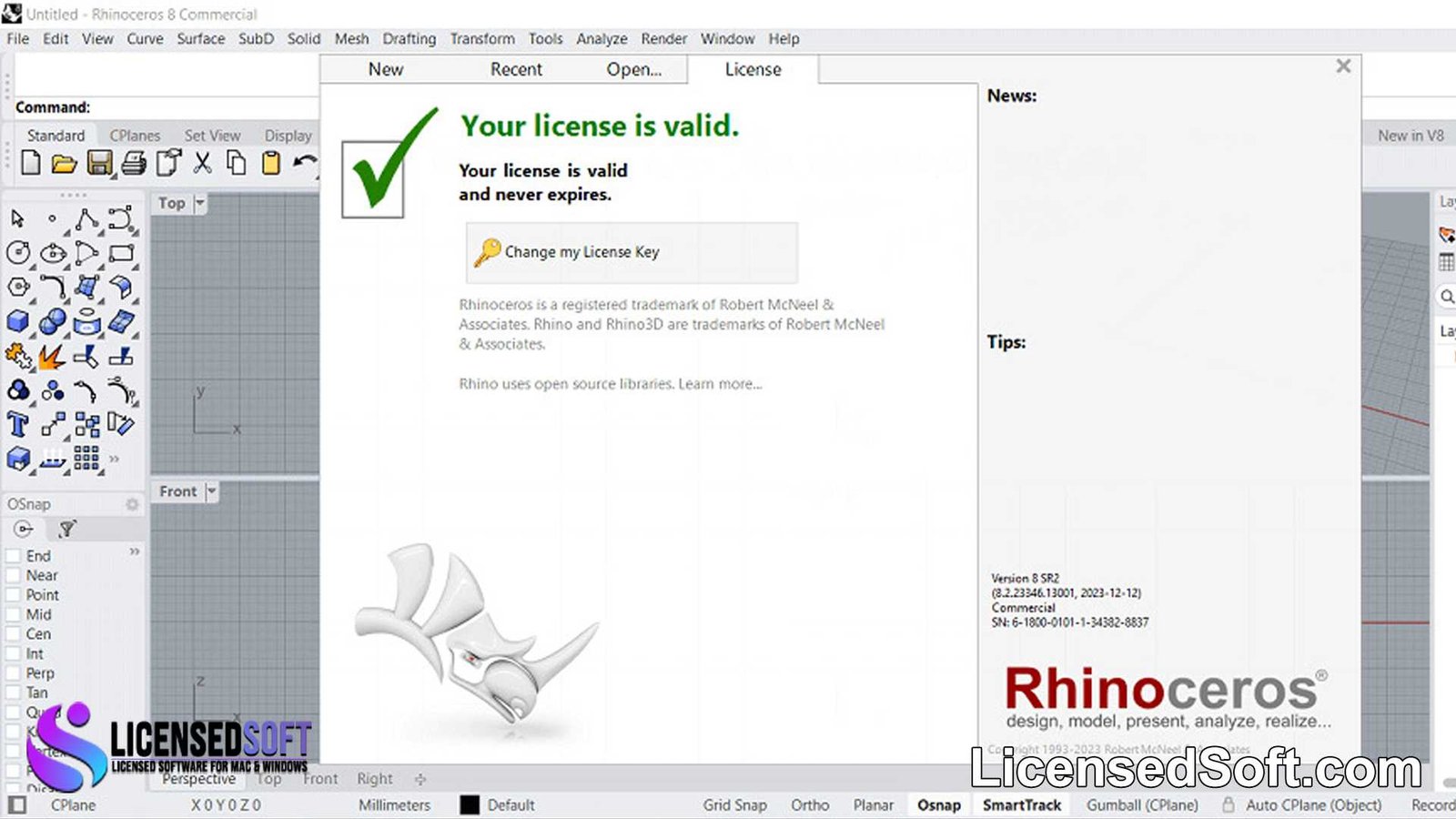 Rhinoceros 2024 Perpetual License By LicensedSoft