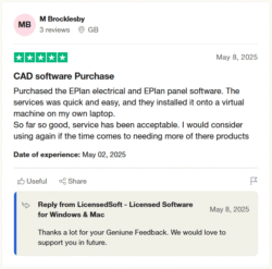 EPLAN Electric P8 2024 and Pro Panel Reviews of customer for LicensedSoft 02