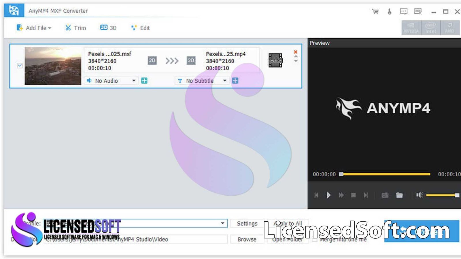 AnyMP4 MXF Converter 8 Lifetime License By LicensedSoft